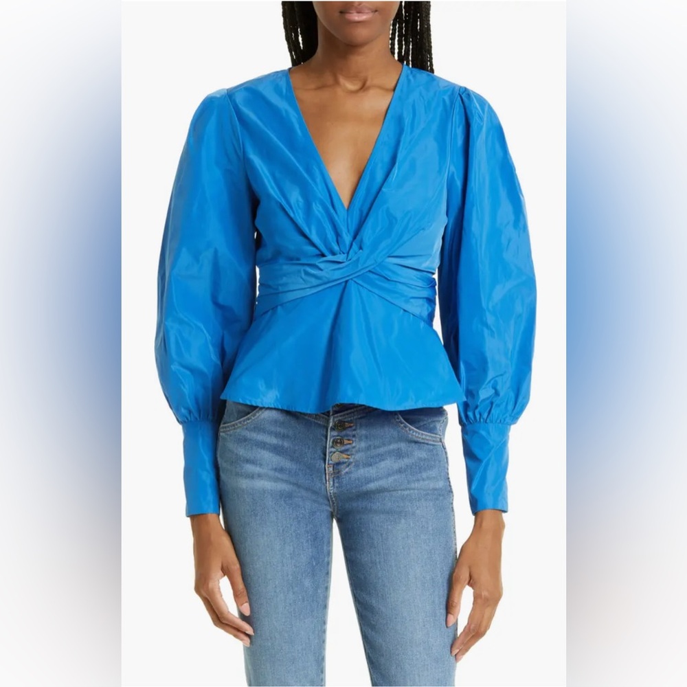 Veronica Beard Seema Twist Front Taffeta Blouse